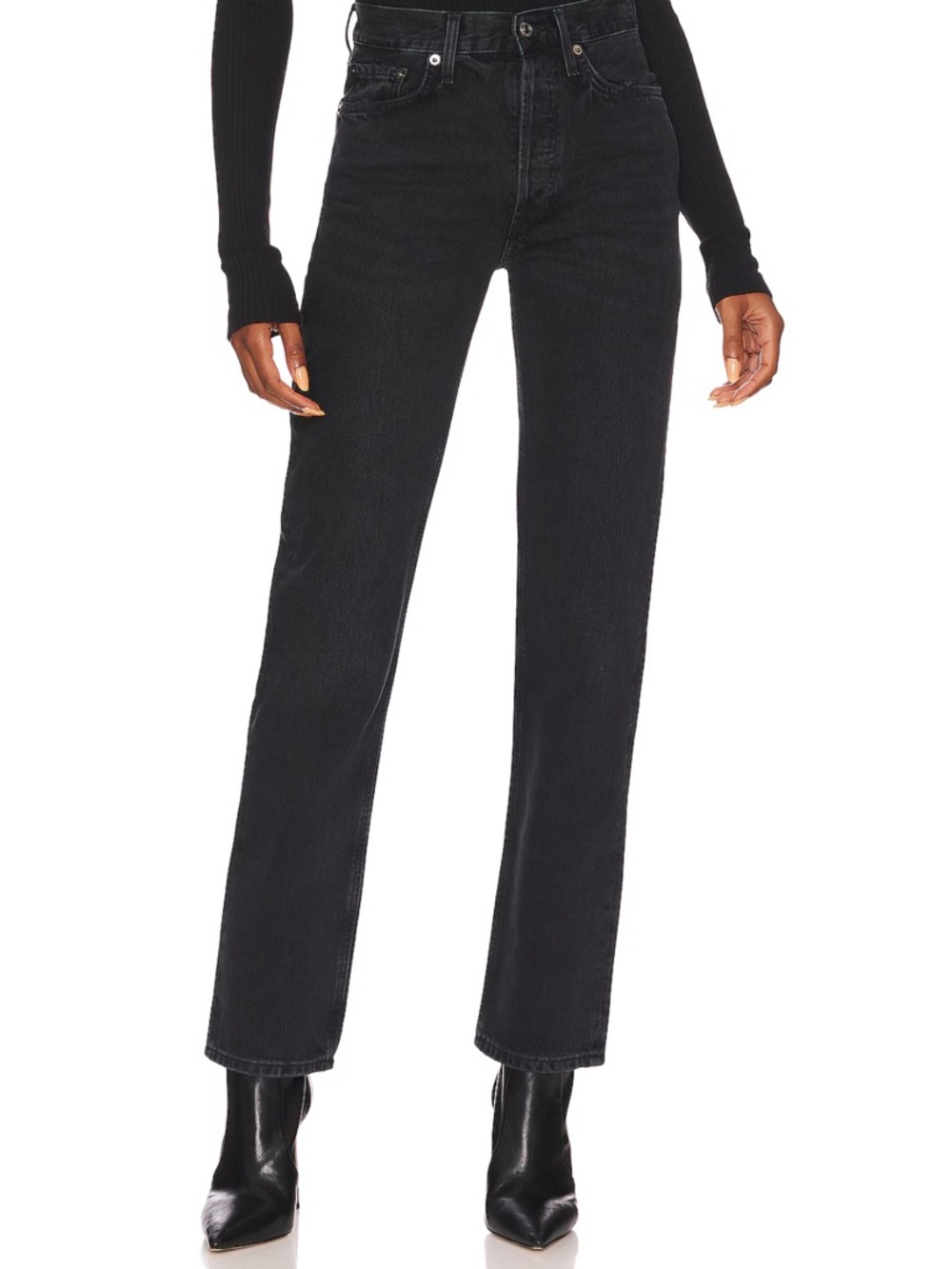 Agolde Washed Black Straight Lana Jeans